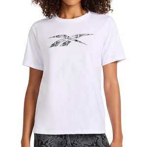 image:imageReebok Womens Big Logo 100 Cotton Lightweight Crewneck TShirt Relaxed FitWhite  Snake