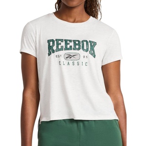 image:imageReebok Womens Classic Athletic Graphic Crewneck Cropped TShirtEgret HeatherPineneedle