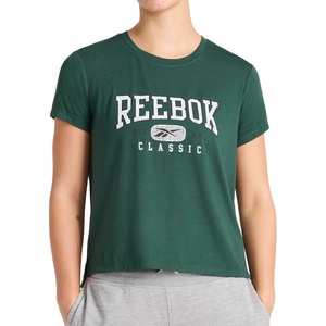 image:imageReebok Womens Classic Athletic Graphic Crewneck Cropped TShirtPineneedle