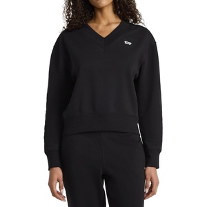 image:imageReebok Womens Collegiate Vneck Sweatshirt Standard Fit Midweight Cottonpoly FabricBlack