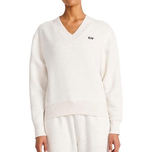 image:imageReebok Womens Collegiate Vneck Sweatshirt Standard Fit Midweight Cottonpoly FabricVector Chalk Heather