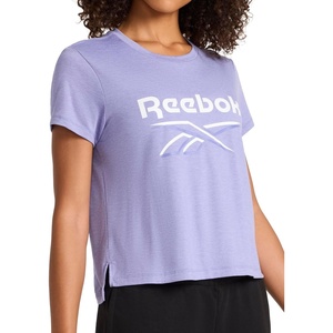 image:imageReebok Womens Crewneck TShirt Standard Fit Lightweight Stretch Poly Soft Jersey FabLavender Violet Heather