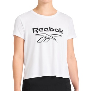 image:imageReebok Womens Crewneck TShirt Standard Fit Lightweight Stretch Poly Soft Jersey FabStark White