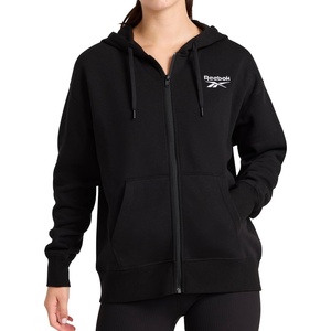 image:imageReebok Womens Embroidery Fullzip Hoodie Standard Fit Midweight Cottonpoly FabricBlack