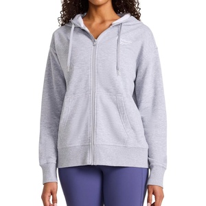 image:imageReebok Womens Embroidery Fullzip Hoodie Standard Fit Midweight Cottonpoly FabricGrey Heather
