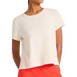 image:imageReebok Womens Embroidery Hit Graphic Crewneck TShirt Standard Fit Lightweight Stretch Cotton FabricAlabaster  Standard