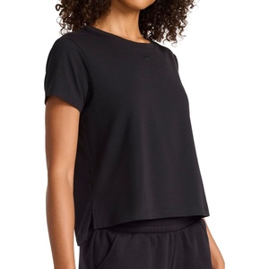 image:imageReebok Womens Embroidery Hit Graphic Crewneck TShirt Standard Fit Lightweight Stretch Cotton FabricBlack  Standard