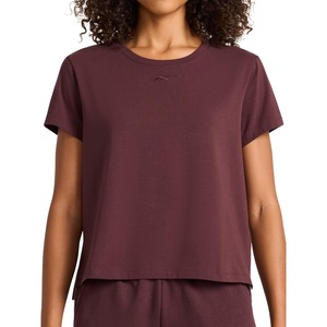 image:imageReebok Womens Embroidery Hit Graphic Crewneck TShirt Standard Fit Lightweight Stretch Cotton FabricFudge  Standard