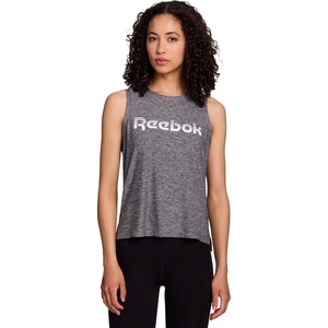 image:imageReebok Womens Glow Sleeveless Cropped Tank TopBlack Heather