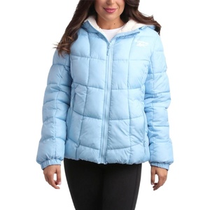 image:imageReebok Womens Heavyweight Quilted Puffer Parka Faux Fur Lined with Pockets  Wide Hood and Tall Collar Block Wind on Snowy Commutes Storm Placket Seals Out Chill Dependable Warmth for TripsSoft Blue