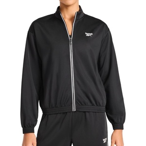image:imageReebok Womens Id Bb Tricot Zipup Standard Fit Midweight Poly Tricot Fleece FabricBlack