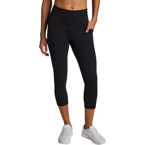 image:imageReebok Womens Id Train Capri Slim Fit 20 Inseam Lightweight Stretch Poly Motion Interlock Fabric MoistureWickingBlack
