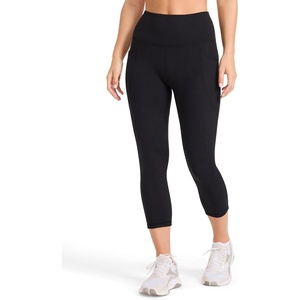 image:imageReebok Womens Id Train Capri Slim Fit 20 Inseam Lightweight Stretch Poly Motion Interlock Fabric MoistureWickingOriginal Black