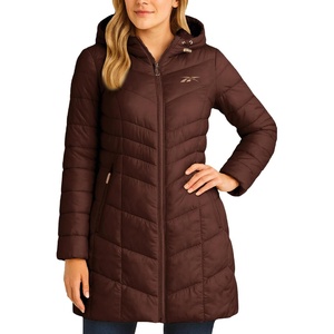 image:imageReebok Womens Long Puffer Parka Quilted Midweight Winter Jacket for Women  Full Coverage Silhouette for Daily ColdWeather Wear Flattering Fit Through Every Shape Transitions Into WinterDark Brown