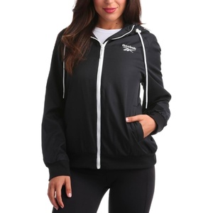 image:imageReebok Womens Polar Fleece Lined Windbreaker Jacket with Hood amp Waist  WaterResistant Shell with Cozy Soft Lining Wide Collar Blocks Wind Adjustable Fit for Everyday Fall WearJet Black