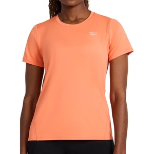image:imageReebok Womens Small Logo Short Sleeve Crewneck TShirt Lightweight Moisture WickingPersimmon  Align Interlock
