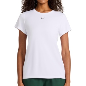 image:imageReebok Womens Small Logo Short Sleeve Crewneck TShirt Lightweight Moisture WickingWhite  Id Performance Tech