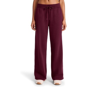 image:imageReebok Womens Tonal Wide Leg Sweatpant Standard Fit 30 Inseam Midweight CottonPoly FabricBlack Cherry