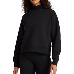 image:imageReebok Womens Vector Mock Neck Sweatshirt Standard Fit Midweight Cottonpoly FabricBlack