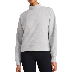 image:imageReebok Womens Vector Mock Neck Sweatshirt Standard Fit Midweight Cottonpoly FabricGrey Heather