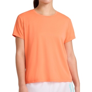 image:imageReebok Womens Weightless Short Sleeve Mesh Crewneck TShirt Standard Fit Stretch Poly FabricPersimmon