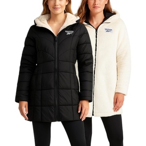 image:imageReebok Womens Winter Jacket  Sherpa Fleece Lined Reversible Insulated Puffer Parka Winter Coats for Women with Faux Fur HoodBlack Ink