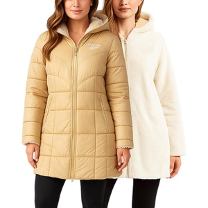image:imageReebok Womens Winter Jacket  Sherpa Fleece Lined Reversible Insulated Puffer Parka Winter Coats for Women with Faux Fur HoodChampagne