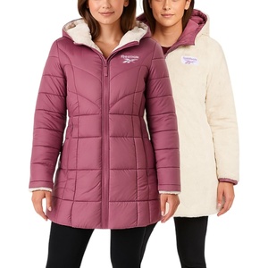 image:imageReebok Womens Winter Jacket  Sherpa Fleece Lined Reversible Insulated Puffer Parka Winter Coats for Women with Faux Fur HoodOrchid Pink