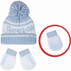 image:imageReebok 2Piece BabyToddler Winter Hat and Gripped Mittens Knitted Pom Beanie amp AntiSlip Gloves Cold Weather AccessoriesBlueIvory