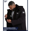 image:imageReebok Mens 3in1 Softshell Ski Jacket with Removable Puffer Liner  WeatherResistant Shell Blocks Wind Rain and Snow Zippered Pockets Versatile from Alpine Trails to City StreetsBlack Ink