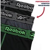 image:imageReebok Mens Boxer Briefs  3 Pack Moisture Wicking Athletic Performance Underwear Boxers for Men with Contour Pouch SL3pk BlackCharcoal GreyGreen Stitch