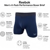 image:imageReebok Mens Boxer Briefs  4 Pack Underwear with Contour Pouch 6 Inseam  Athletic Stretch Performance MoistureWicking Fabric No Fly Pouch TagFree WaistbandGreyBlueNavy