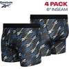 image:imageReebok Mens Boxer Briefs  4 Pack Underwear with Contour Pouch 6 Inseam  Athletic Stretch Performance MoistureWicking Fabric No Fly Pouch TagFree WaistbandBlackBlueCharcoalPrinted Black