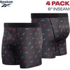 image:imageReebok Mens Boxer Briefs  4 Pack Underwear with Contour Pouch 6 Inseam  Athletic Stretch Performance MoistureWicking Fabric No Fly Pouch TagFree WaistbandGreyBlackPrint