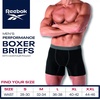image:imageReebok Mens Boxer Briefs  4 Pack Underwear with Contour Pouch 6 Inseam  Athletic Stretch Performance MoistureWicking Fabric No Fly Pouch TagFree WaistbandBlue
