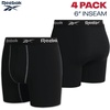 image:imageReebok Mens Boxer Briefs  4 Pack Underwear with Contour Pouch 6 Inseam  Athletic Stretch Performance MoistureWicking Fabric No Fly Pouch TagFree WaistbandAll Black