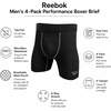 image:imageReebok Mens Boxer Briefs  4 Pack Underwear with Contour Pouch 6 Inseam  Athletic Stretch Performance MoistureWicking Fabric No Fly Pouch TagFree WaistbandCoal Black