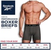 image:imageReebok Mens Boxer Briefs  4 Pack Underwear with Contour Pouch 6 Inseam  Athletic Stretch Performance MoistureWicking Fabric No Fly Pouch TagFree WaistbandBlackBlackGreyprint
