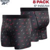 image:imageReebok Mens Boxer Briefs  8 Pack Performance Stretch Mens Underwear Boxers with Functional Fly 6 Inseam Boxers for MenGreyBlackPrint