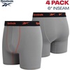 image:imageReebok Mens Boxer Briefs 4 Pack Soft Athletic Boxers with Contour Pouch  Smooth Soft Feel Designed for Everyday Comfort Elastic Waistband Stays in Place Without IrritationBlackDark GreyBlackLight Grey