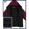 image:imageReebok Mens Lightweight Quilted Packable Puffer Jacket Plus Size 2X5X  Durable WeatherResistant Shell Blocks Wind and Light Moisture Structured Hood Secure Zip Pockets for Daily WearClassic Maroon