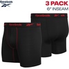 image:imageReebok Mens Underwear Boxer Briefs  3 Pack Stretch Performance Moisture Wicking Boxers for Men with Contour Pouch 6 Inseam3pk  All Black