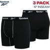 image:imageReebok Mens Underwear Boxer Briefs  3 Pack Stretch Performance Moisture Wicking Boxers for Men with Contour Pouch 6 InseamAll Black With Contrast Stitch