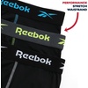 image:imageReebok Mens Underwear Boxer Briefs  3 Pack Stretch Performance Moisture Wicking Boxers for Men with Contour Pouch 6 InseamAll Black With Contrast Stitch
