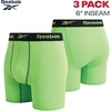 image:imageReebok Mens Underwear Boxer Briefs  3 Pack Stretch Performance Moisture Wicking Boxers for Men with Contour Pouch 6 InseamBlackened Pearl Green Flash Black