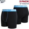 image:imageReebok Mens Underwear Boxer Briefs  3 Pack Stretch Performance Moisture Wicking Boxers for Men with Contour Pouch 6 InseamJet Black With Contrast Stitch