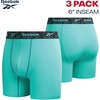 image:imageReebok Mens Underwear Boxer Briefs  3 Pack Stretch Performance Moisture Wicking Boxers for Men with Contour Pouch 6 InseamPool BlueTeal BlueBlack