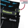 image:imageReebok Mens Underwear Boxer Briefs  6 Pack Stretch Performance Moisture Wicking Boxers for Men with Contour Pouch 6 InseamAll Black With Contrast Stitch