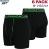 image:imageReebok Mens Underwear Boxer Briefs  6 Pack Stretch Performance Moisture Wicking Boxers for Men with Contour Pouch 6 InseamBlackened PearlBlackBlack With Green Stitch