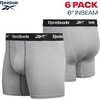 image:imageReebok Mens Underwear Boxer Briefs  6 Pack Stretch Performance Moisture Wicking Boxers for Men with Contour Pouch 6 InseamBlueBlackLight Grey